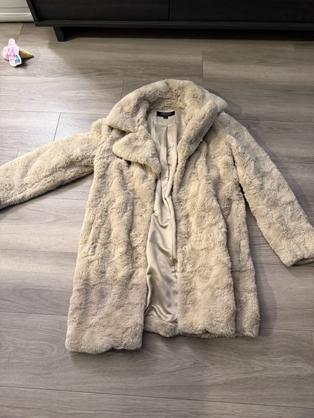 Kenneth Cole Cream Faux Fur Teddy Coat